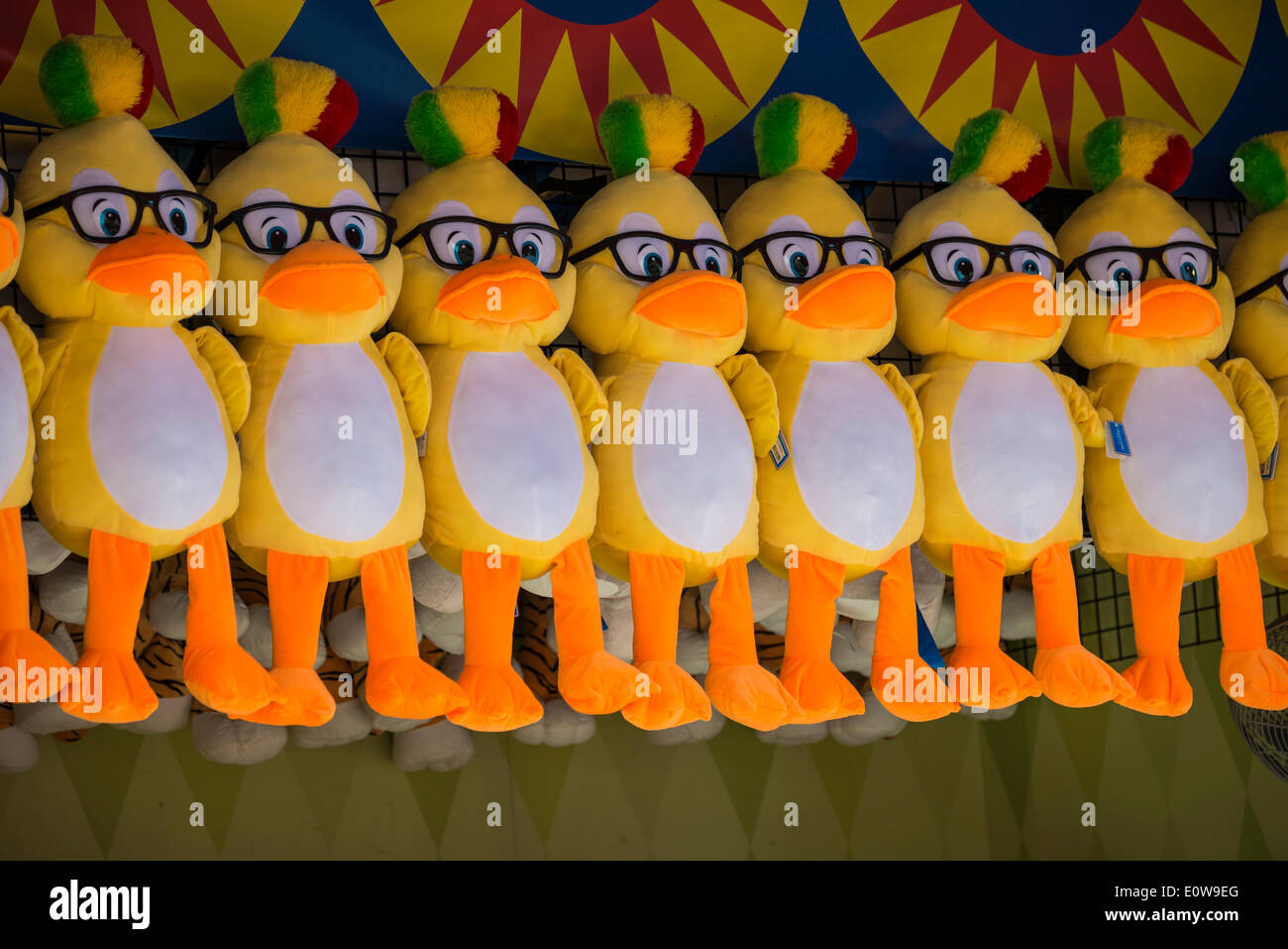 Cuddly toys, ducks with glasses, Ocean Park, Hong Kong Island, Hong Kong, China Stock Photo