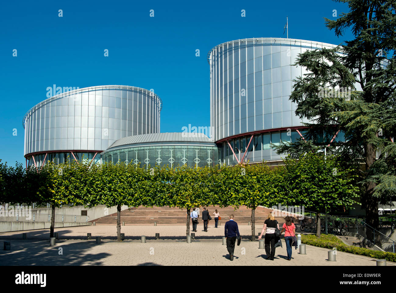 European Court of Human Rights, ECHR, with the cylindrical buildings of the courtrooms, architect Richard Rogers, Strasbourg Stock Photo