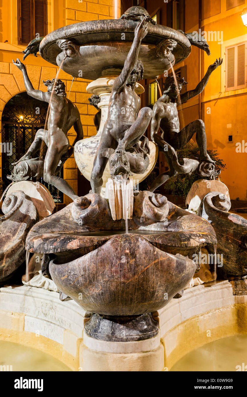 Tortoise Fountain, Fontana delle Tartarughe, 1581-1584, by Giacomo Della Porta, bronze statues by Taddeo Landini, turtles added Stock Photo