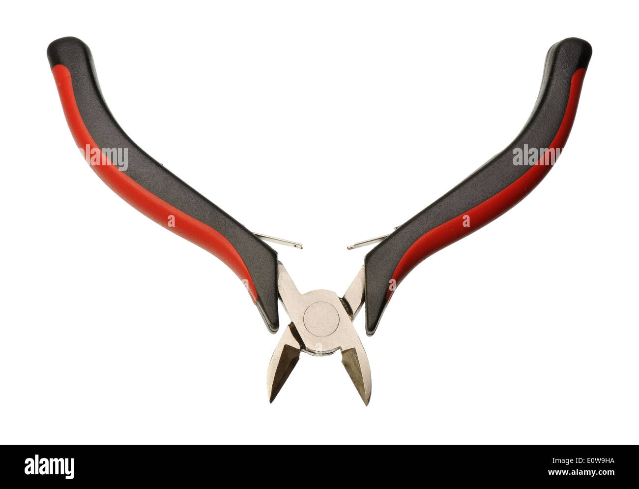 Side Cutters with red and black handgrip on a white background, isolated Stock Photo