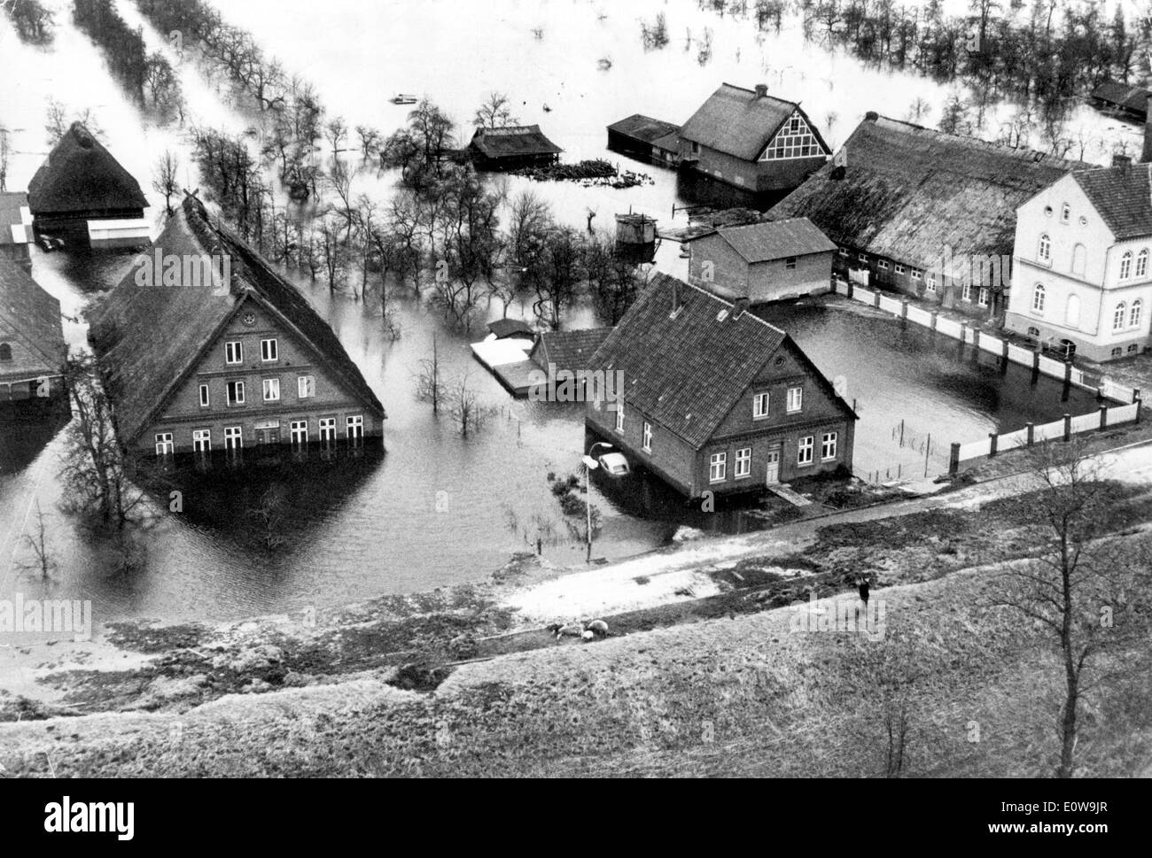 The North Sea Flood Of 1962 aerial view Stock Photo