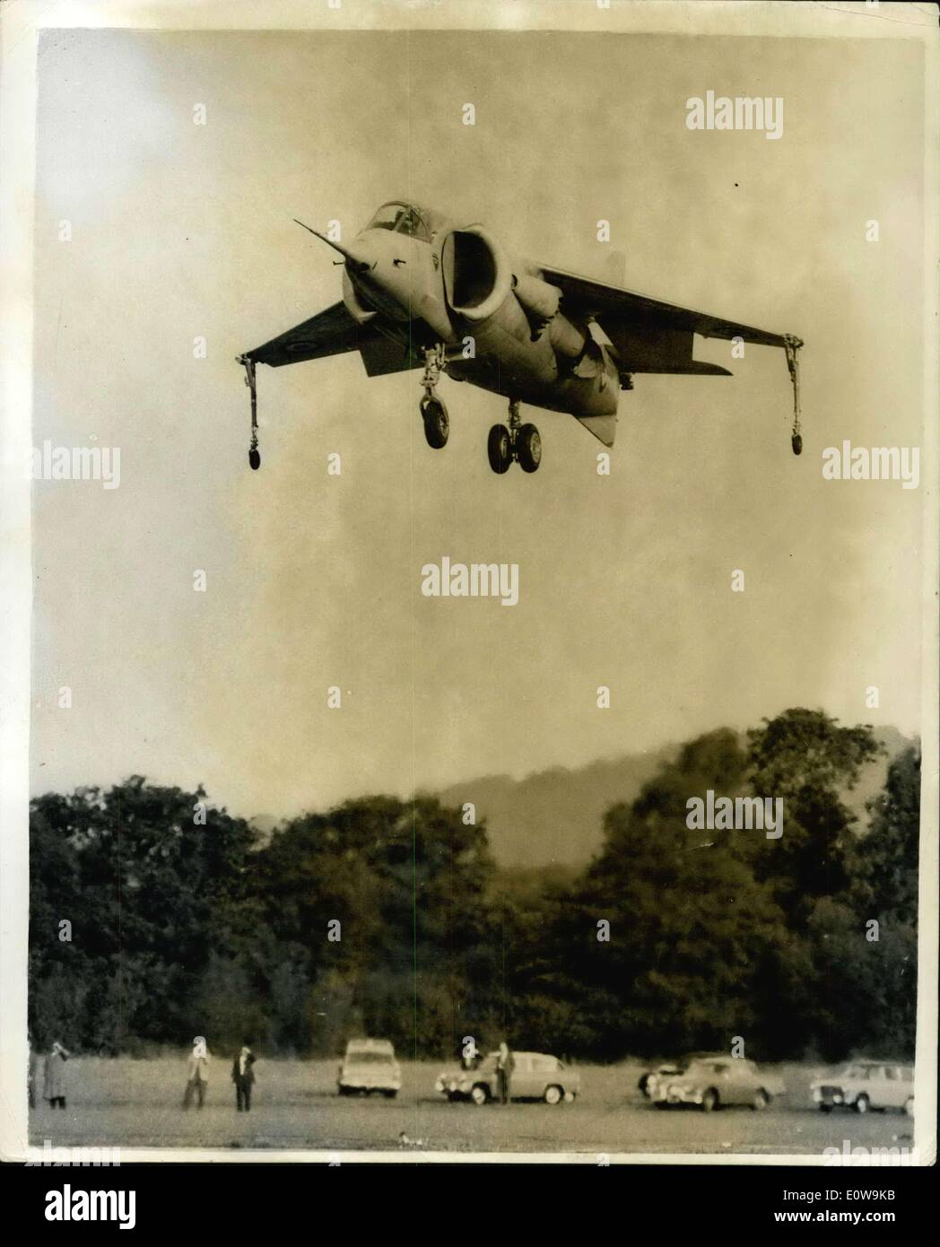 Feb. 20, 1962 - Ejector Seat In VTO Plane The third prototype of the Hawker P1127 vertiak take-off and landing plane is to be fitted with a rocket-propelled ejection sear. This is the first type of aircraft to have the sear. Phot shows: The Hawker P1127 hovering during testing. Stock Photo