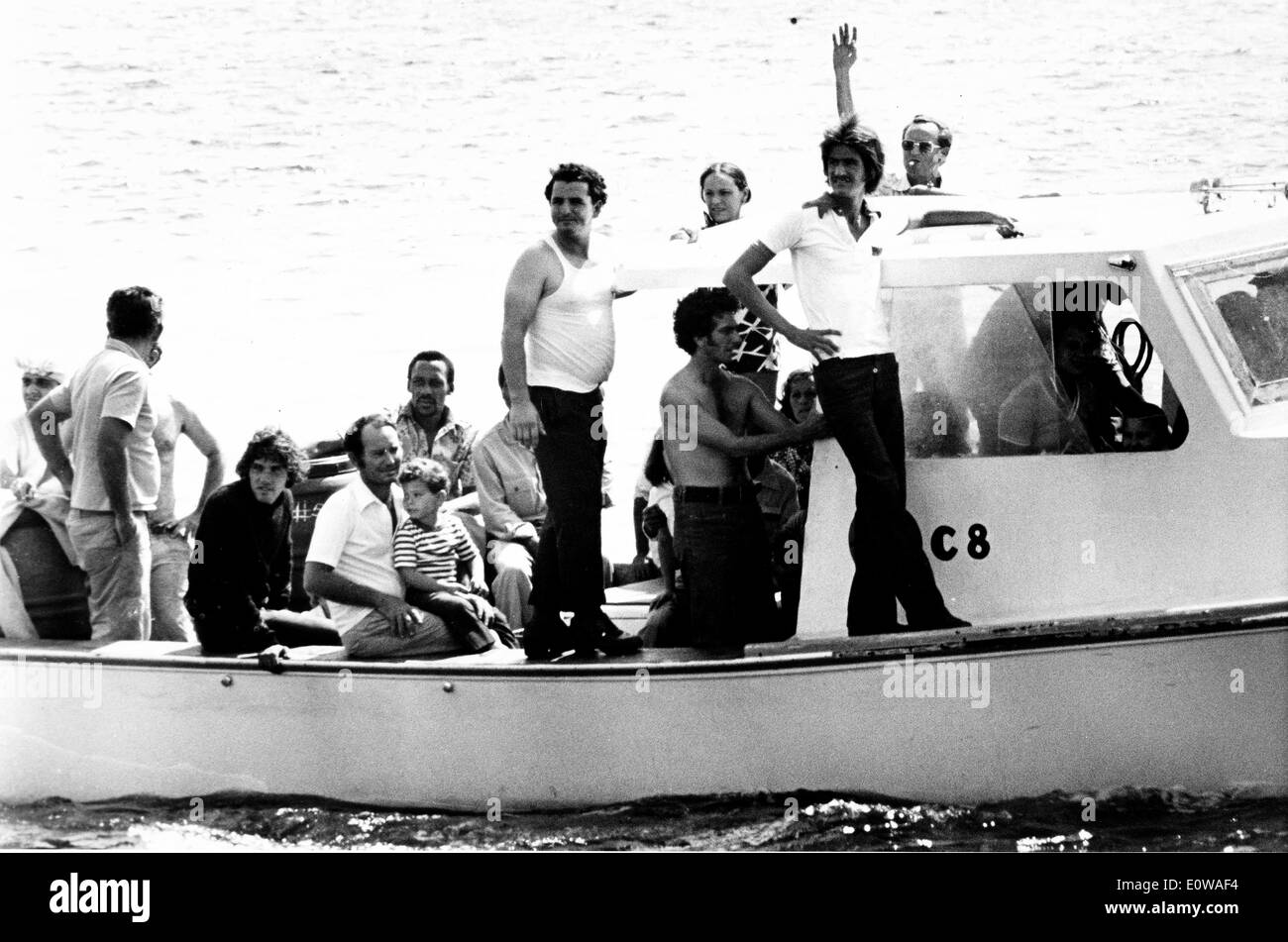 Cuban Refugees arrive by boat to Key West Stock Photo