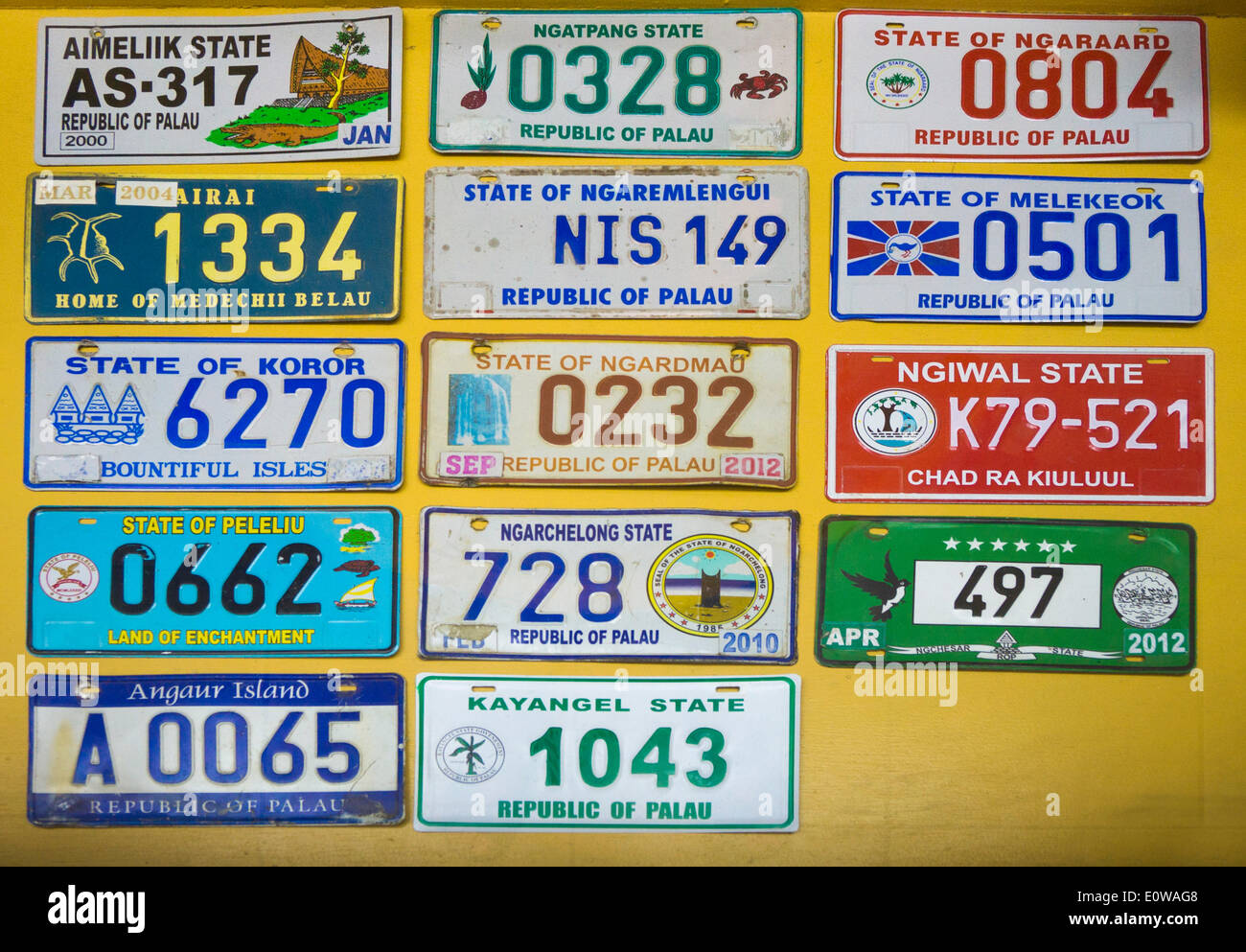 License plates, Koror, Palau Stock Photo