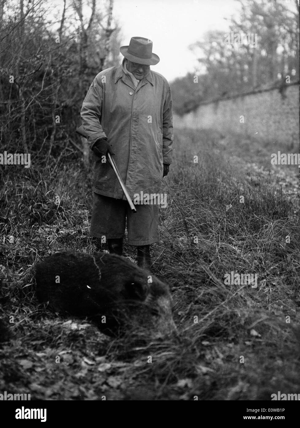 Prime Minister Joseph Laniel goes hunting Stock Photo