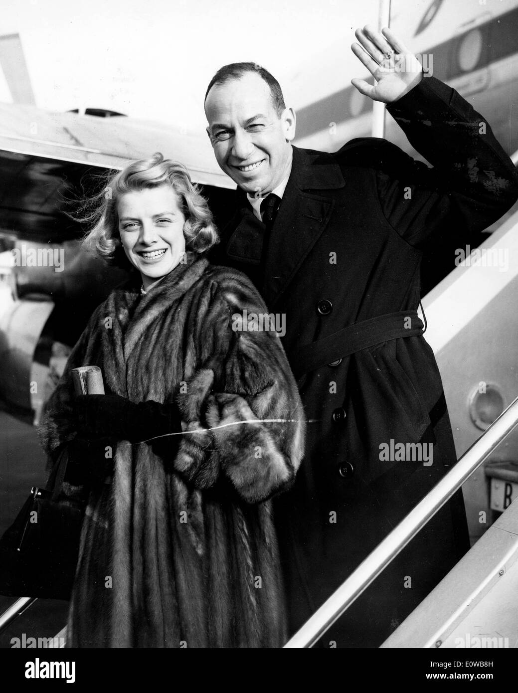 Rosemary Clooney and her husband Jose Ferrer at the airport Stock Photo