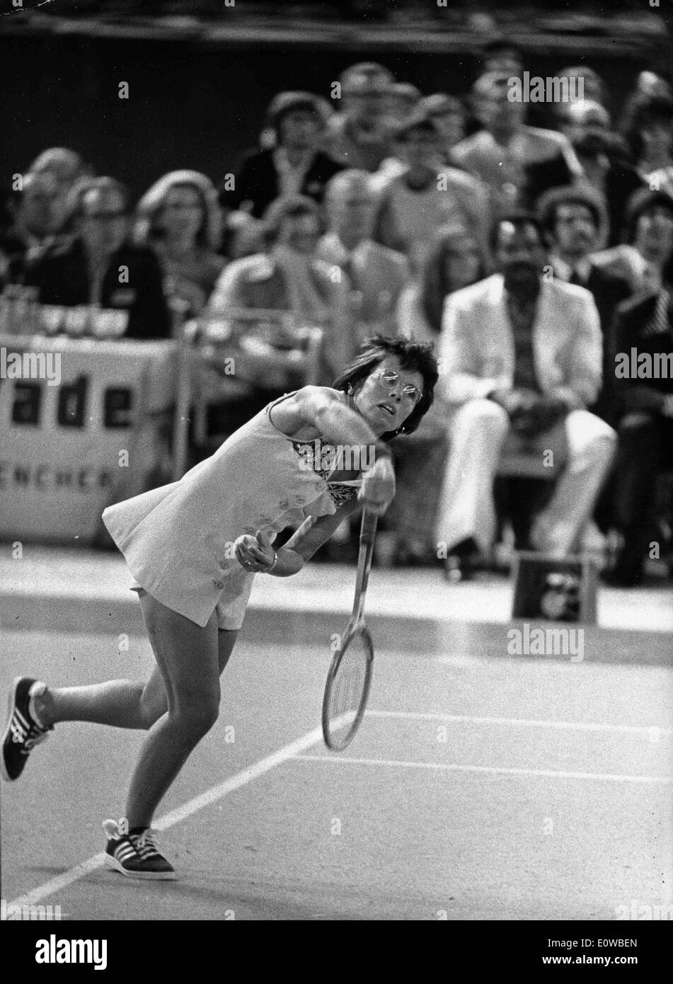 Billie Jean King playing in a tennis match Stock Photo Alamy