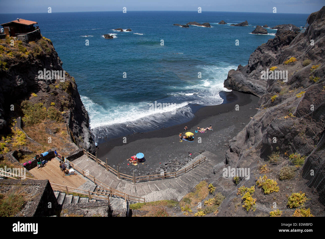 The black sand beach Playa de la Zamora, Las Indias, Fuencaliente, La Palma, Canary Islands, Spain Stock Photo
