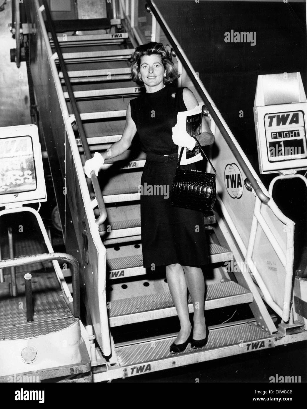 Socialite Patricia Kennedy Lawford arrives at airport Stock Photo
