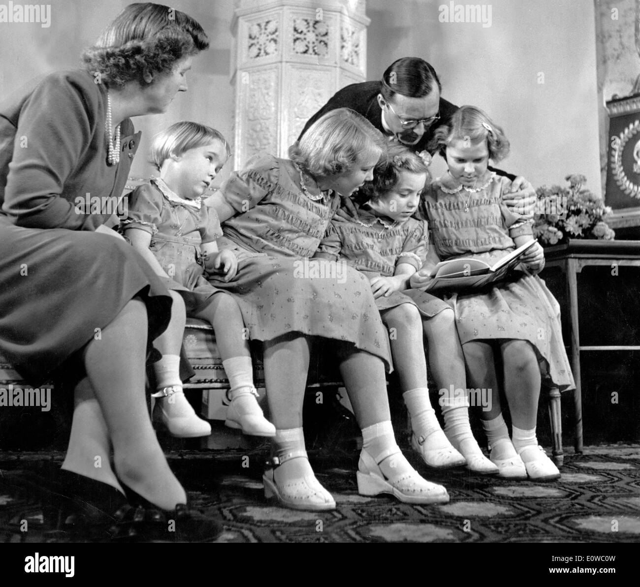 Queen Juliana, Prince Bernhard and daughters Stock Photo