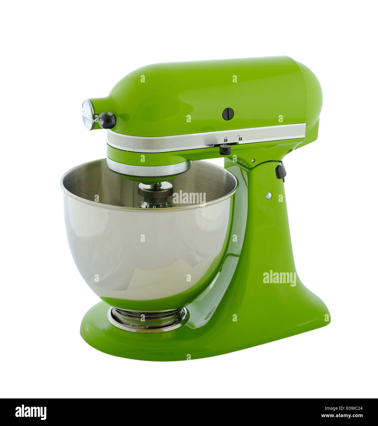 Kitchen appliances - green planetary mixer, isolated on a white background Stock Photo