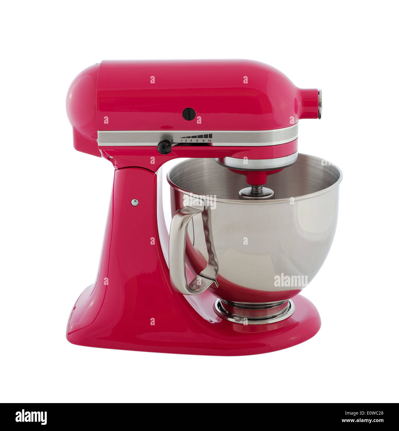 Kitchen appliances - pink planetary mixer, isolated on a white background Stock Photo