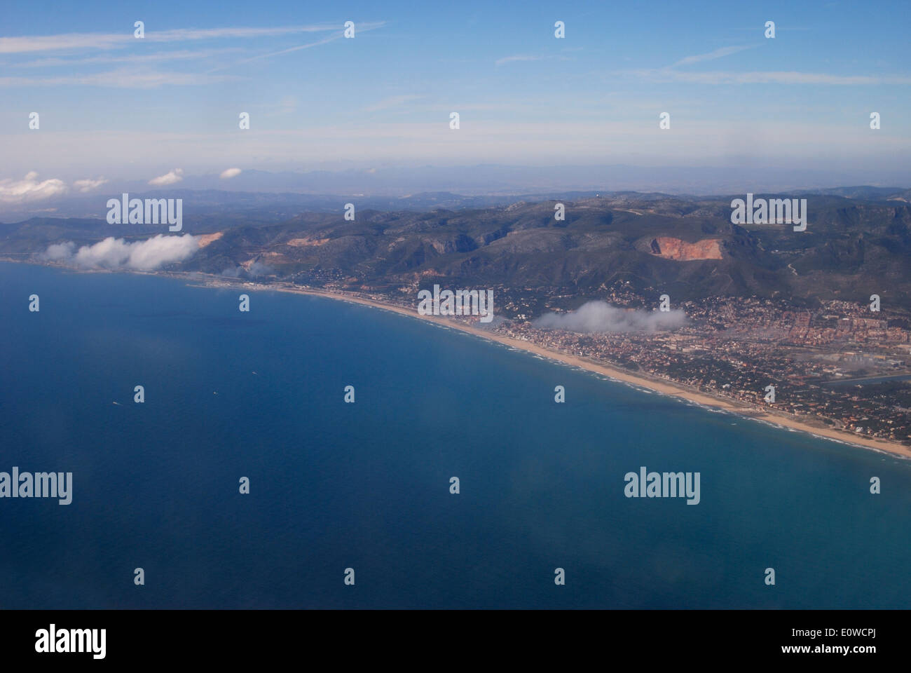 Catalonian coastline near Barcelona from the air. Spain Stock Photo