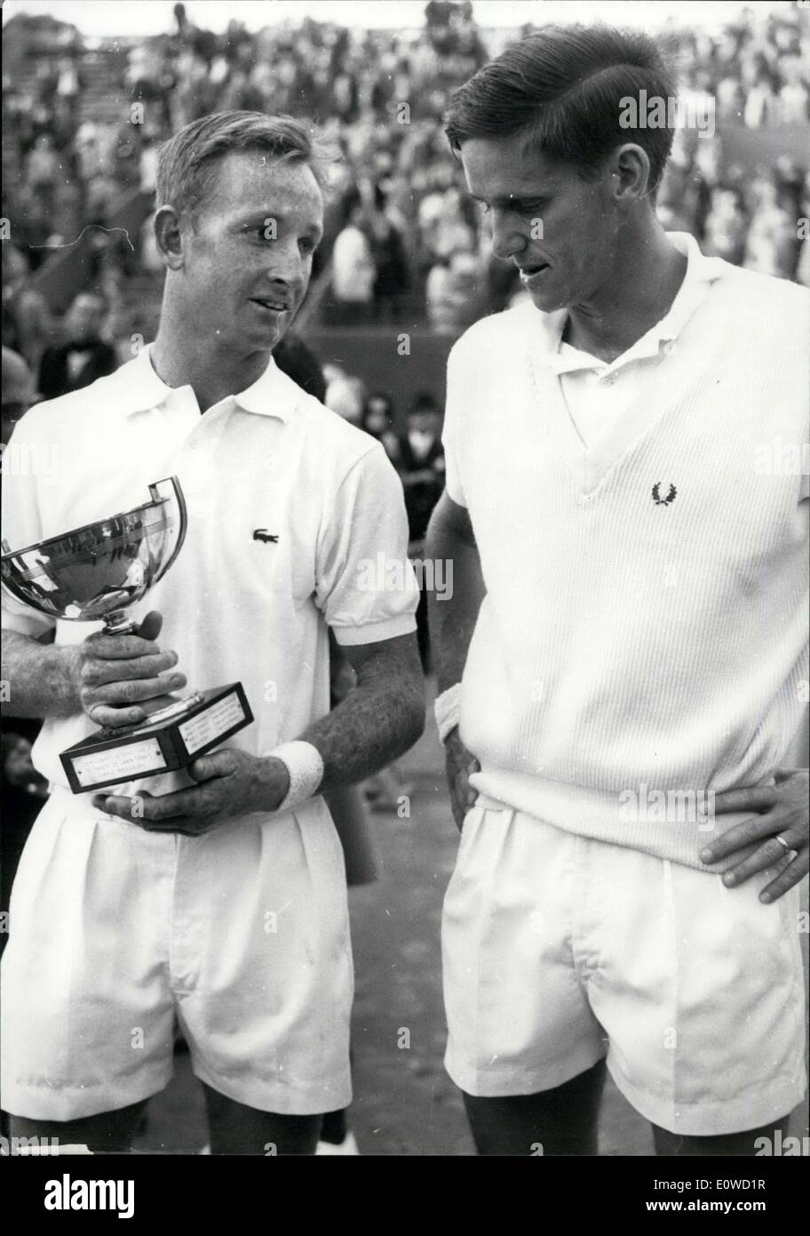 Jun 03 1962 Rod Laver Wins The French Open Against Roy Emerson Stock Photo Alamy