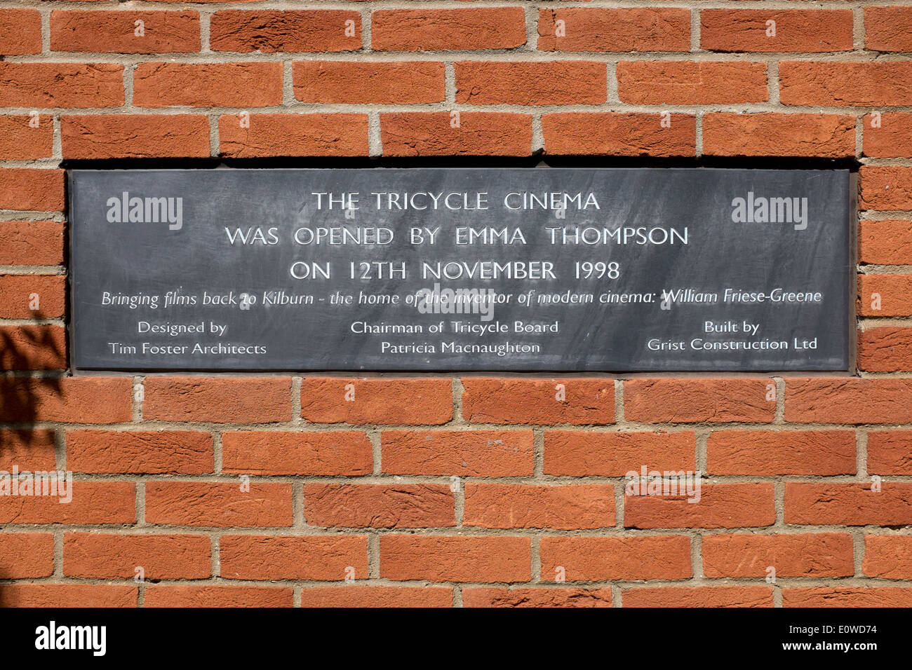 Plaque Commemorating Opening of The Tricycle Cinema Kilburn London