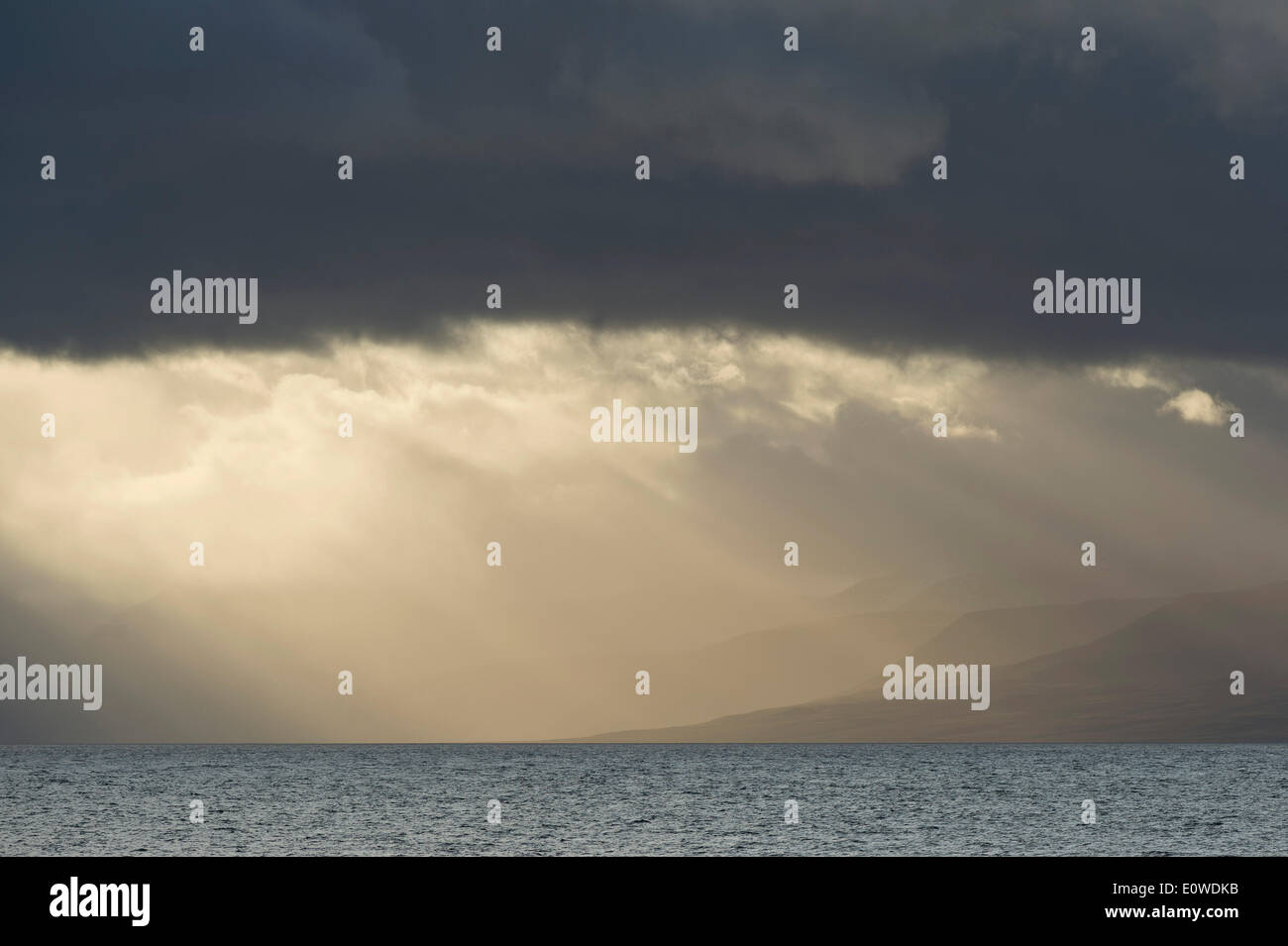 Dramatic light mood, Isfjorden, Spitsbergen, Svalbard Islands, Svalbard and Jan Mayen, Norway Stock Photo