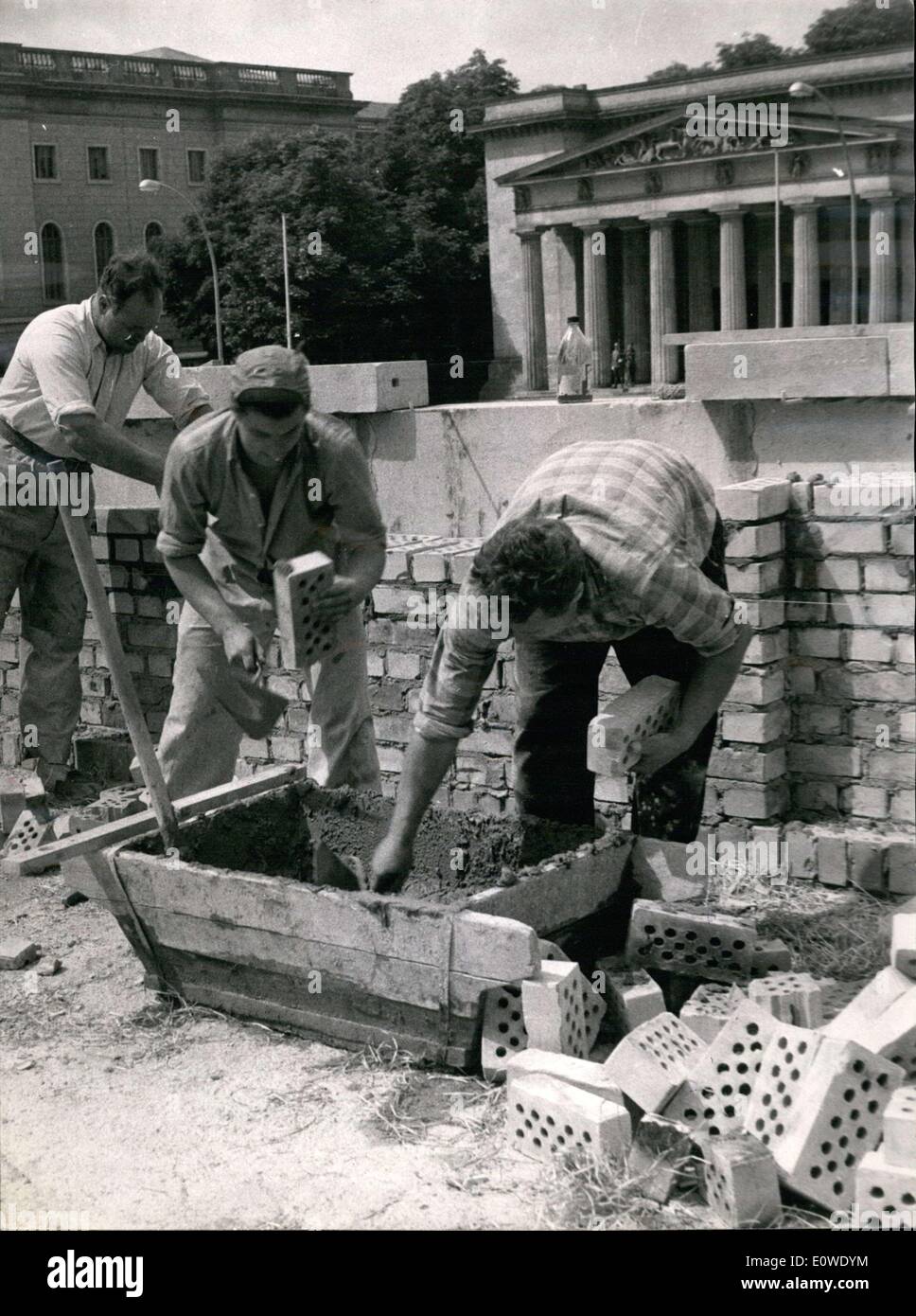 Jun. 28, 1962 - Construction work on Unter den Linden, which will take the place of the former Princess palace. The construction will mirror the old, architectural beauty found in the palace. Stock Photo