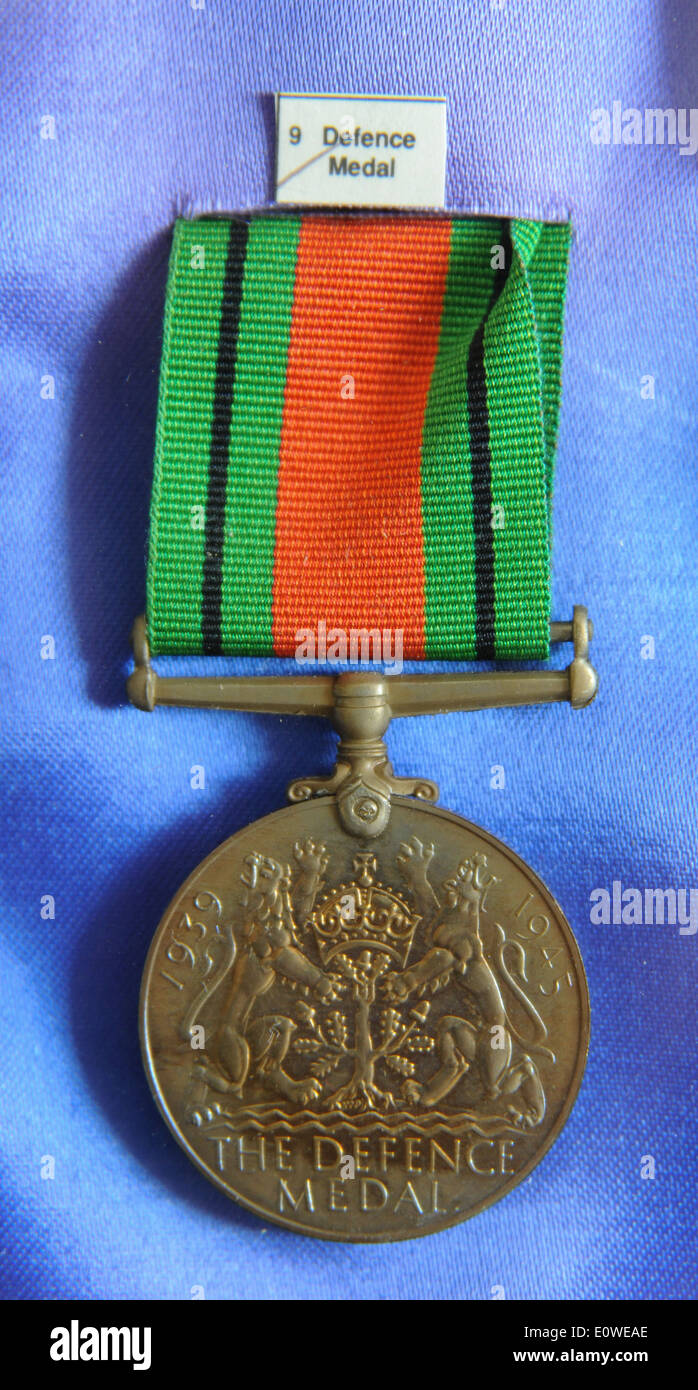 World War Two British Service Medals UK The Defence Medal and ribbon Stock Photo