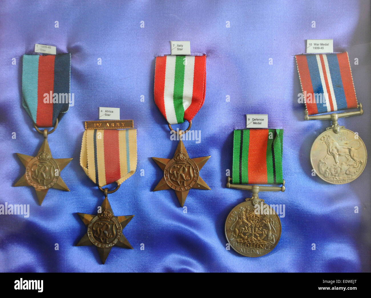 World War Two British Service Medals UK including the Italy and Africa star Stock Photo