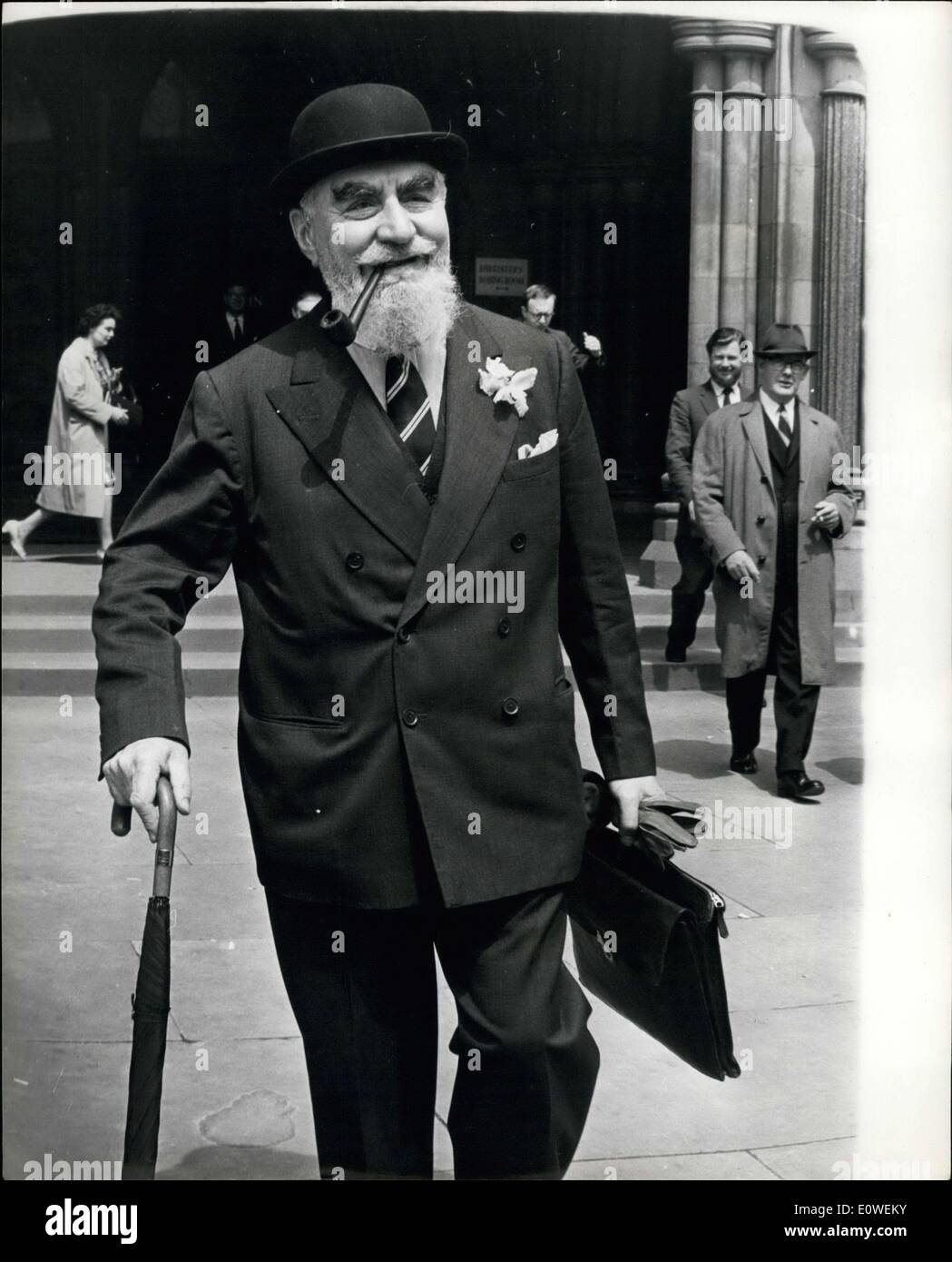 Jul. 28, 1962 - Bearded Oil Tycoon Gets Damages - And Bill For Thousands In Costs: Bearded oil magnate Nubar Gulbenkian, 66, won 22 damages from the BBC yesterday. With a wilting orchid in his lapel, he said: ''It will not materially alter by standard of living. But what will, though in a small way, are the thousands of pounds in costs he will have to pay for bringing the case against the BBC in the High Court. He sued for a telerecording of an interview in which he made disparaging remarks about the trustees of his millionaire father's 5 million foundation to charity Stock Photo