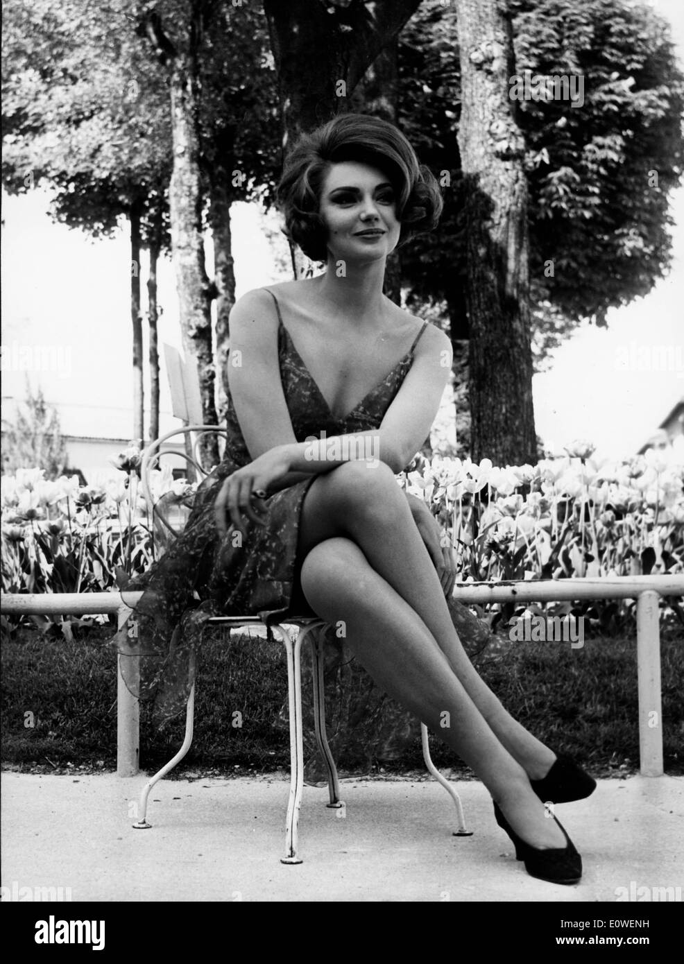 Actress Sylva Koscina sitting in a park Stock Photo