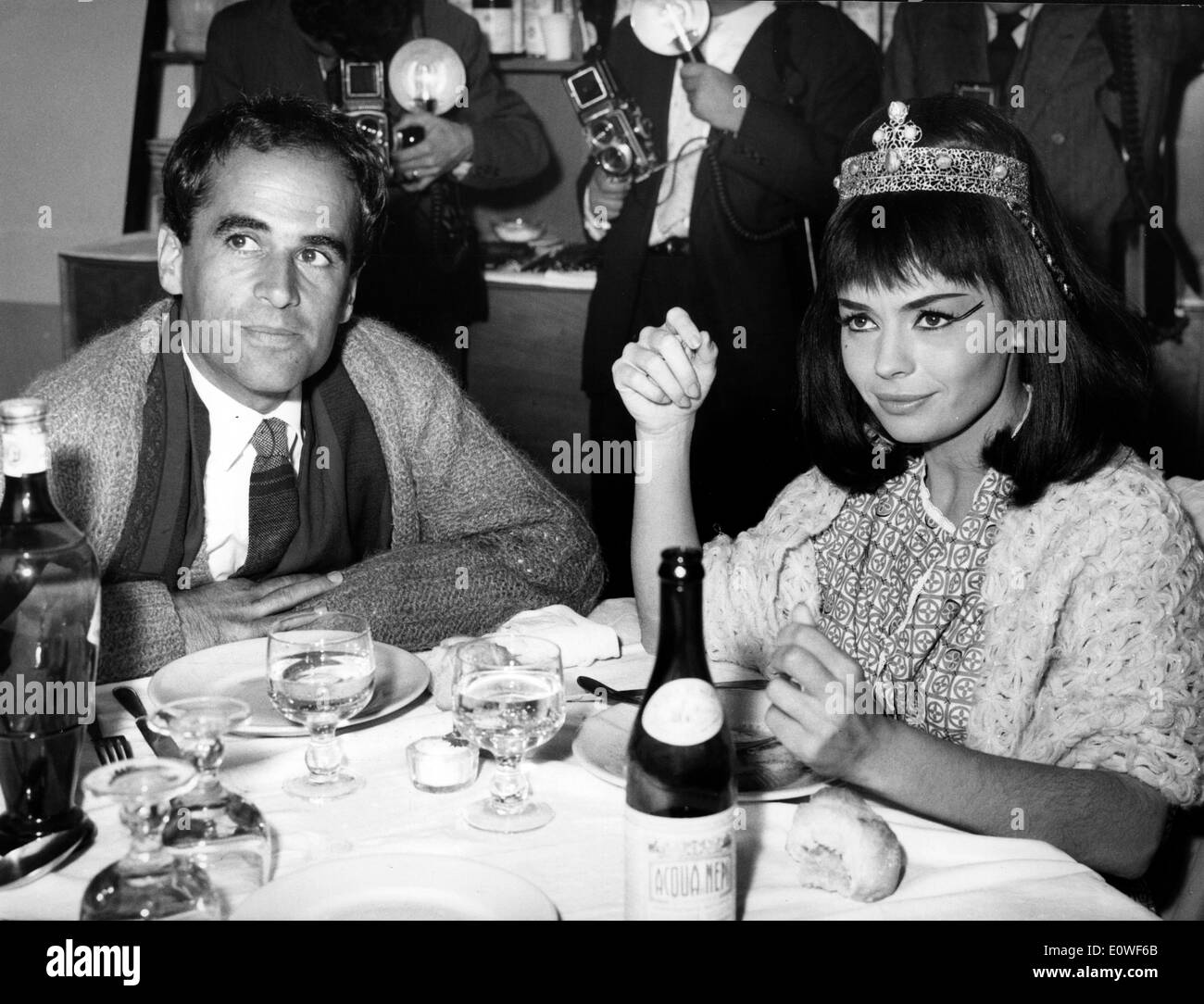 Actors Pascale Petit and Gianni Esposito dining Stock Photo