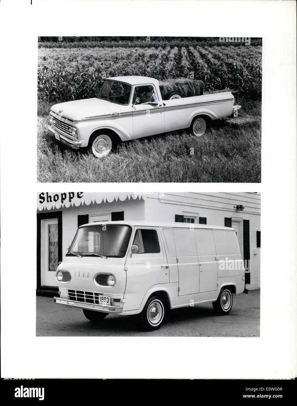 Sep. 09, 1962 - For Release Am's Sunday: Key vehicles in Ford's 1963 fleet of light trucks are the new Ford F- 100 one-half ton Stock Photo