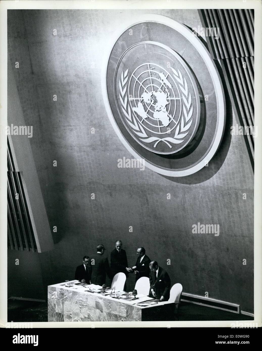Sep. 09, 1962 - U.N. General Assembly Opens Seventeenth Regular Session United Nations NY THe Seventheenth Regular Session of the Genral Assembly opened this afternoon at United Nations Headquarters, and elected as its President ambassador Muhammad Zafrulla Khan, of Pakistan, the result of the balloting was 72 votes for Ambassador Khan, 27 votes for Prof G.P. Malalasekera (Caylon), one vote for Mr Mongi Slim (Tunisia) and 4 invalid ballots. There were no abatentions Stock Photo