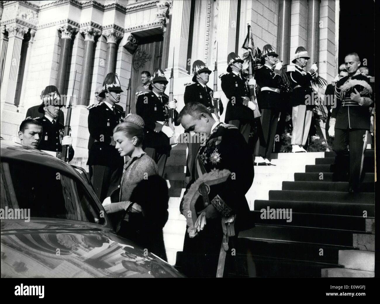 Nov. 20, 1962 - They attended mass on the country's national holiday. They are headed to the Royal Palace to watch a military parade from their balcony. Stock Photo