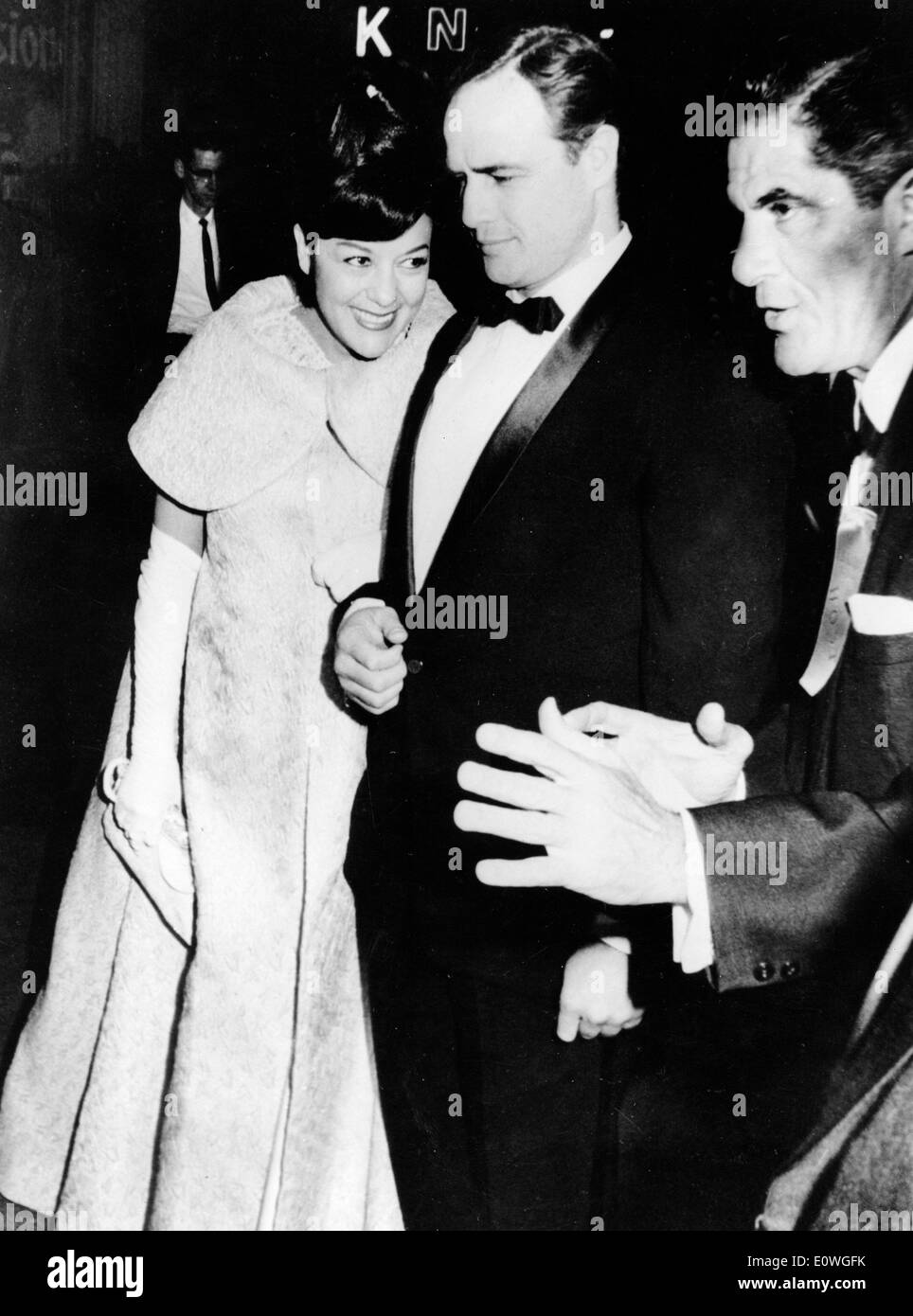 Marlon Brando and Movita Castaneda at a film premiere Stock Photo