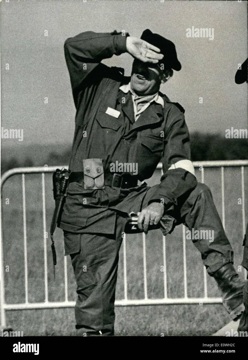 Oct. 06, 1962 - General Massu directing the ''Haricot de Vadenay'' battalion during their maneuvers for General de Gaulle. Stock Photo