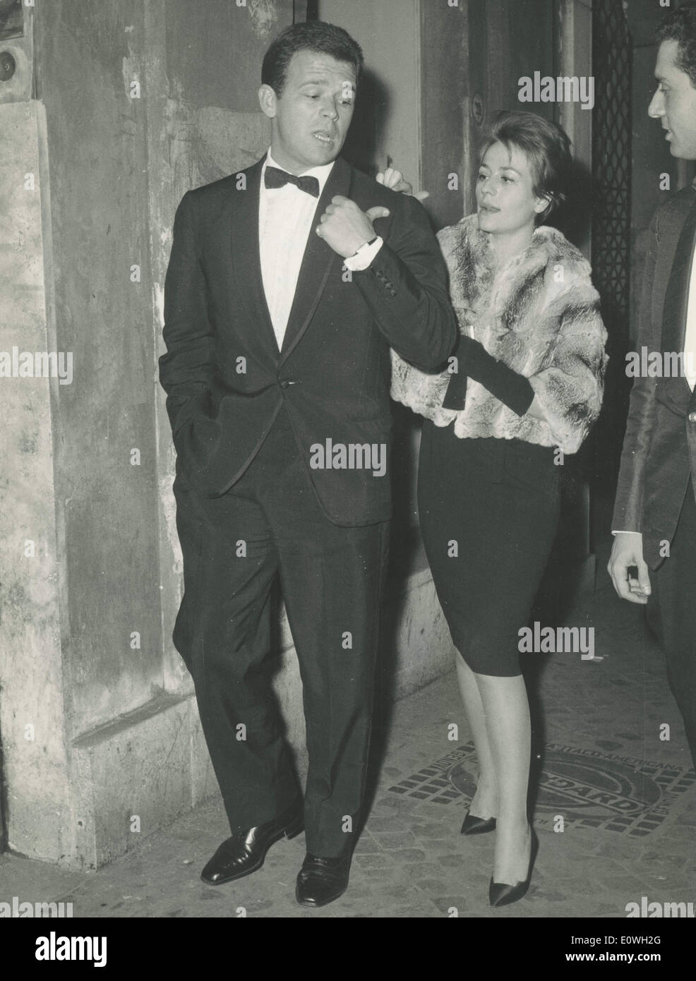 Oct 06, 1962 - Rome, Italy - RENATO SALVATORI and his wife ANNIE GIRARDOT attend the premiere of the film ''Sodoma and Gomorra''. Stock Photo