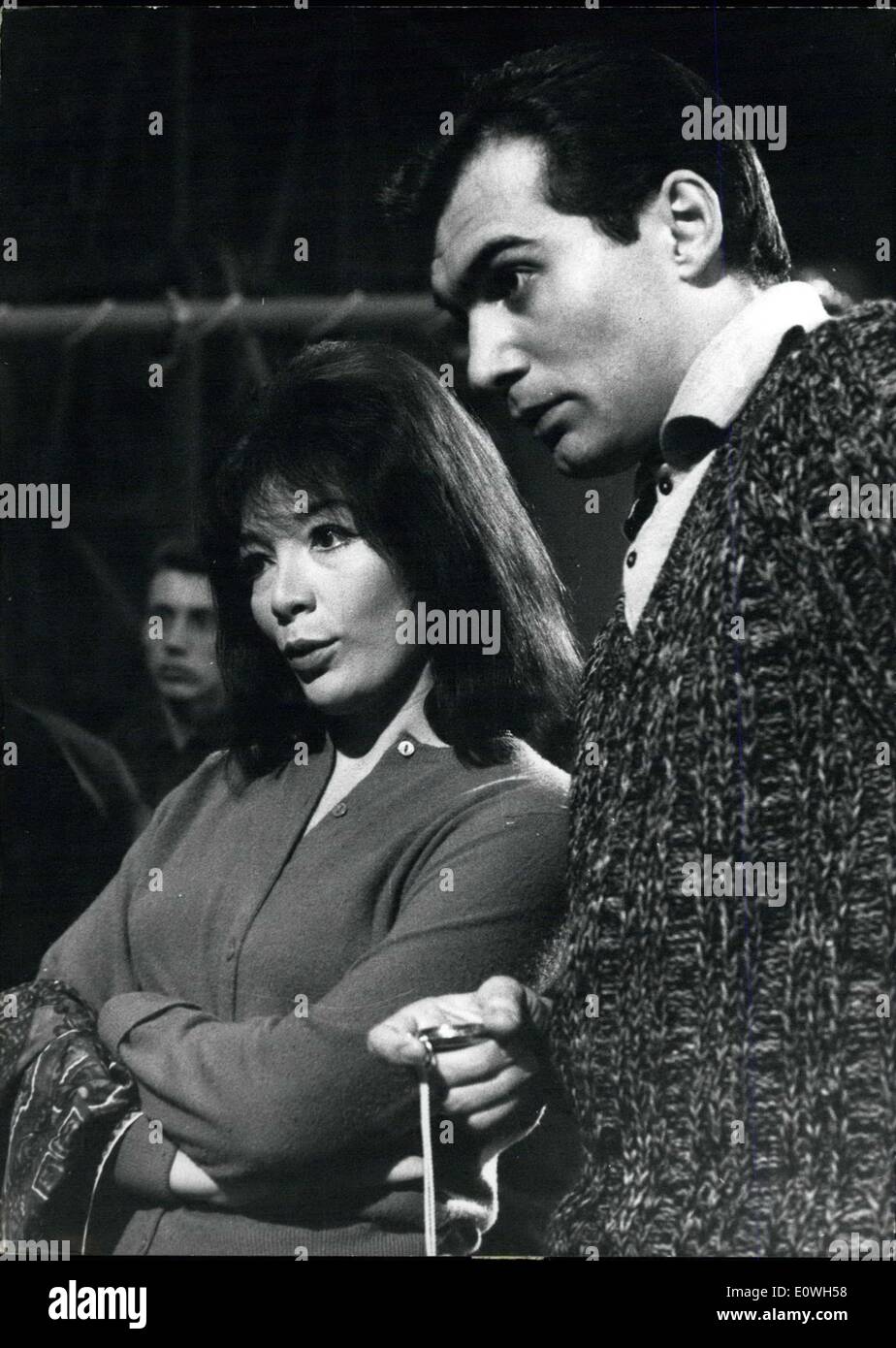 Dec. 13, 1962 - Achanson -show with Juliette Greco (Juliette Greco) is produced at the present by the TV - Regisseur Michaels Pfleghar (Michael Pfleghar) in the Bavaira - Ateliers at Munich. A short time ago Juliette Greco, one of the most famous French diseuses, also was to see during the TV-set ''Lieben Sie show'' (''Do you love show ...?). Also produced by Michael pfleghar. photo shows Juliette Greco and Michael Pfleghar during the sample of work in the TV - Studio in Munich. Stock Photo