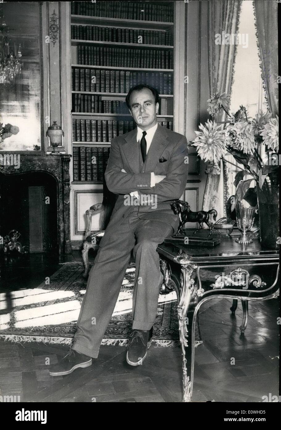 Jan. 01, 1963 - Aly Khan to Succeed father is Chief of : Prince Aly Khan photographed at his home in Neuilly . Paris Suburb Stock Photo
