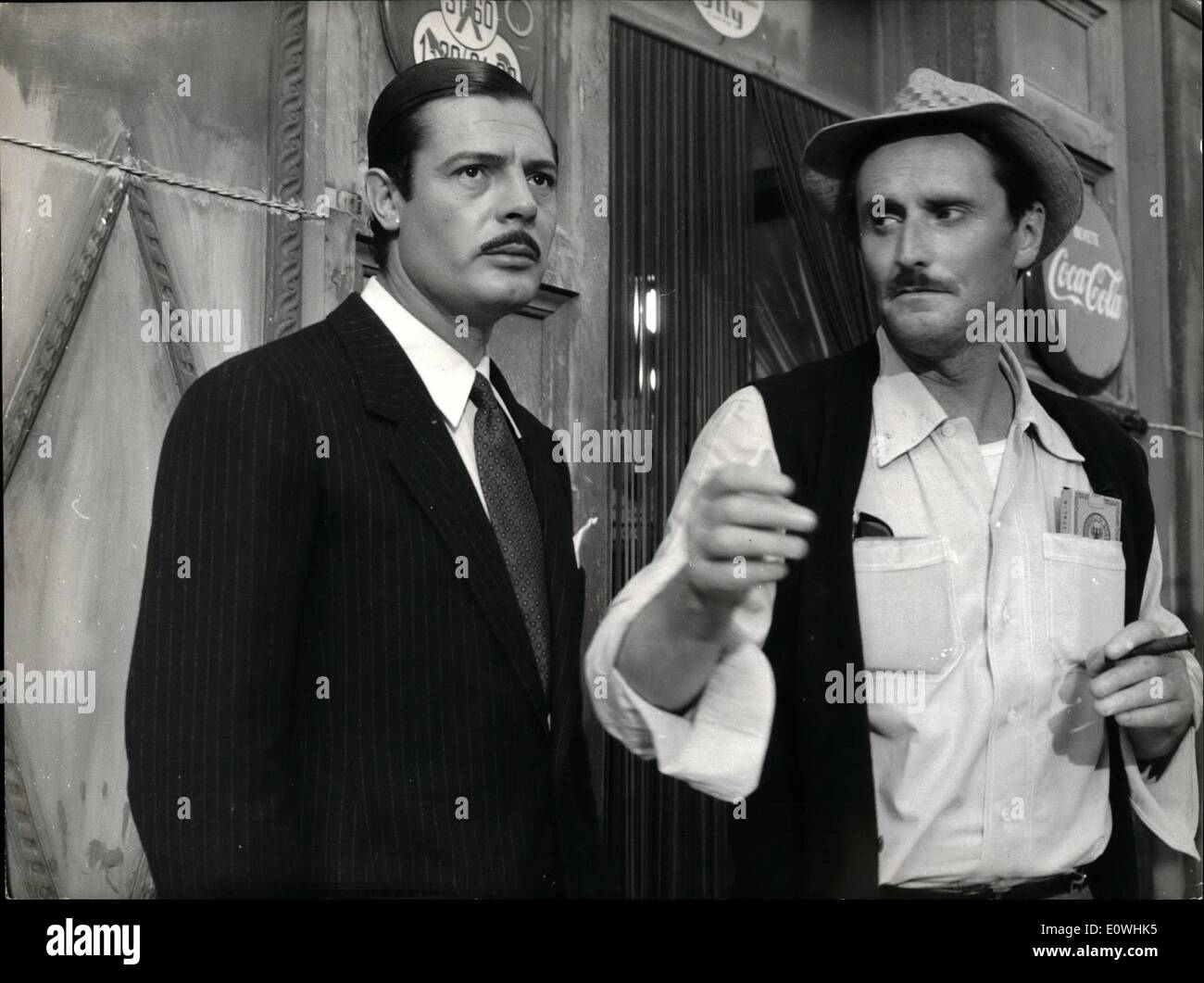 Feb. 02, 1963 - Italian actor Marcello Mastroianni is in lists for ''Oscar prize 1962'' for his beautiful role in the film ''Diversion all'' Italian'' (Italian divorce) directed by Pictor general. photo shows Actor Marcello Mastroianni and director Pietro Germi in sicity isle. Stock Photo
