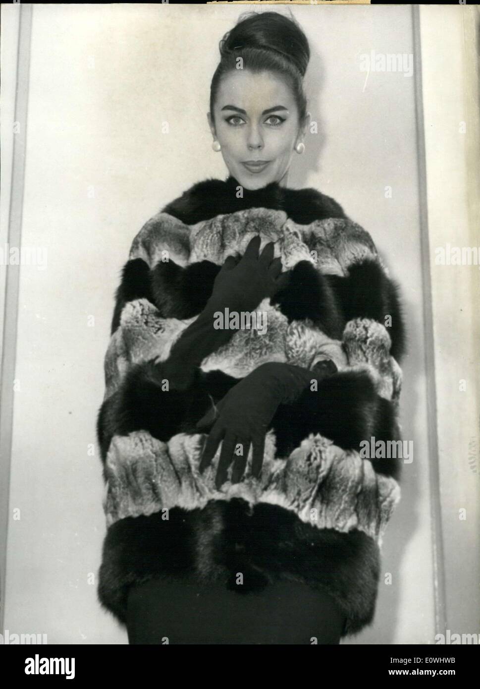 Feb. 03, 1963 - Chinchilla and Black Sable Fur Cape by Chombert Stock Photo