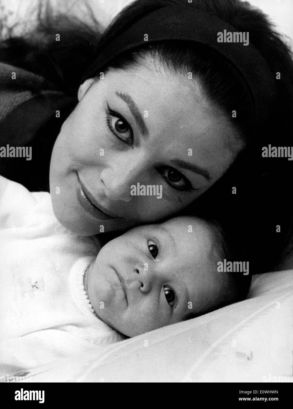 Actress Pier Angeli with her newborn son Andrew Trovaioli Stock Photo ...