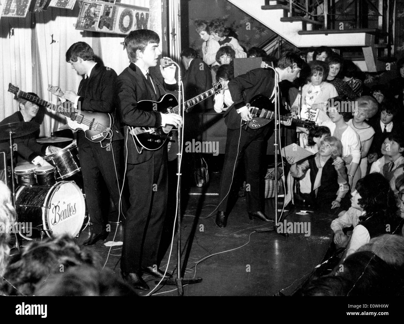 The Beatles performing at the Cavern Club Stock Photo