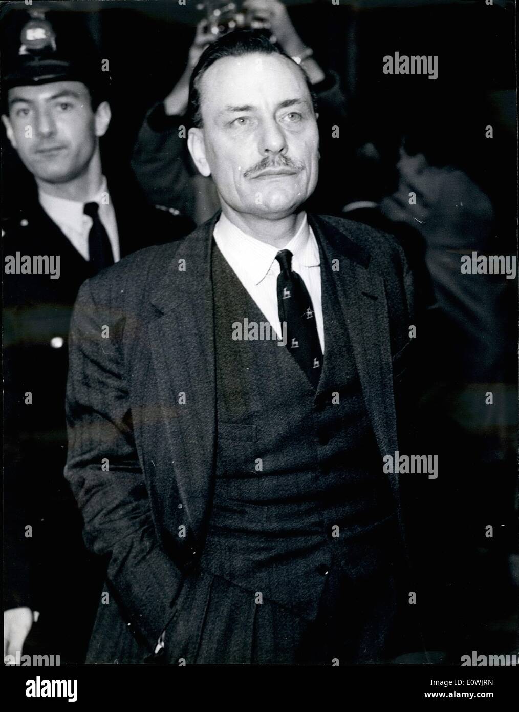 Jun. 06, 1963 - Cabinet Crisis over the  Affair. Enoch Powell - The Minister who may resign.: Prime Minister Harold Macmillan held a Cabinet meeting at Admiralty House again this morning the second in two days. It was the original intention for the Cabinet to return to routine business but such hopes were abandoned as it became increasingly apparent that MR. Enoch Power the Health Minister was on the brok of resignation. The bug question now or weather or not - Mr Powell would himself resign - or would be force the Prime Minister to resign Stock Photo