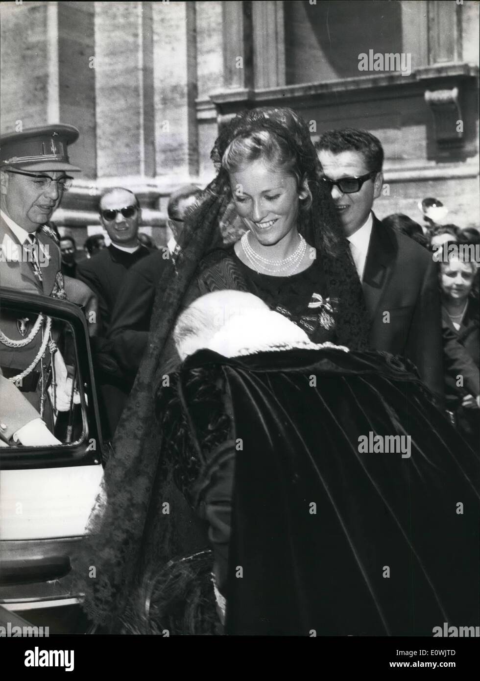 Jun. 06, 1963 - The last ''Novendiale'' in memory of Pope John XIII was collaborated this morning in San Peter Basilica, officiated by car. Tisserant Dean of Cardinal Colleges. Present to the ceremony 83 official delegations from all the world; vice president Johnson USA delegation Prince Alberto od Liegi and his wife Princess Paola, French Minister Couve de Mourville, Ireland Premier Lemass, Italian Princess Maria Gabriella de Savois. on Fanfani as chief of an official delegation representative of Italian government and many other personalities Stock Photo