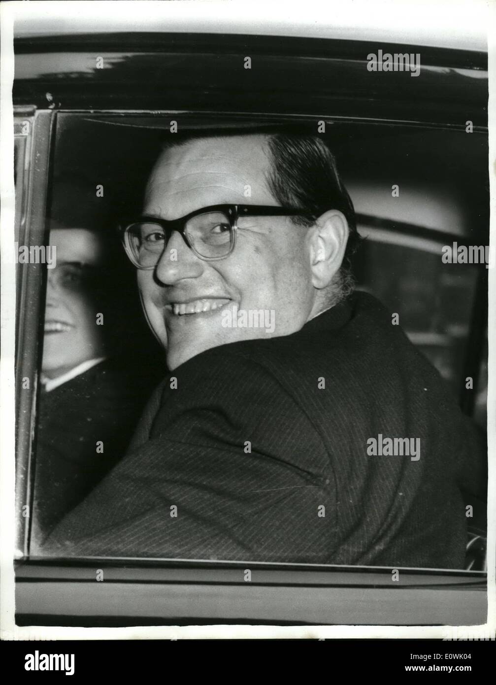 Apr. 03, 1963 - 3-4-63 Reginald Maudling Budget Day. Mr. Maudling's first budget. Today, Mr. Maudling presents his first budget as Chancellor of the Exchequer. Photo Shows: A smiling Mr. Maudling arrives at the House of Commons this afternoon. Stock Photo