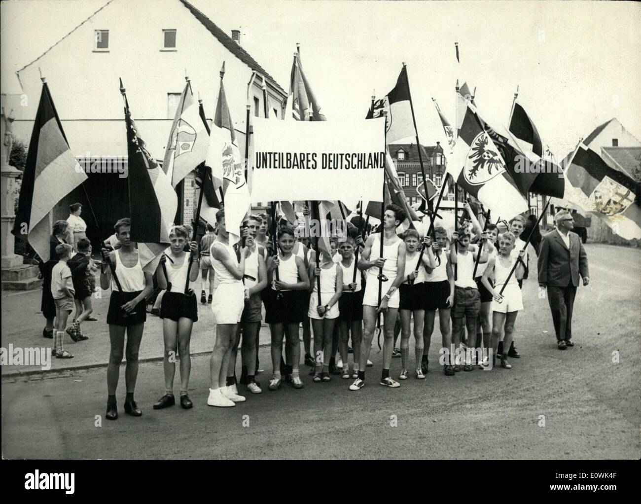 Jun. 06, 1963 Relay race with flags from West to East. In this days started a great relay