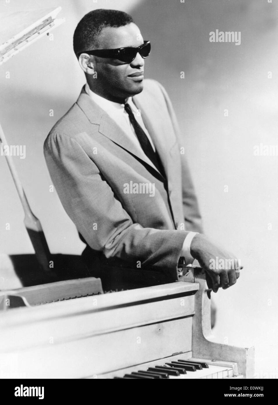 Portrait of musician Ray Charles with a piano Stock Photo