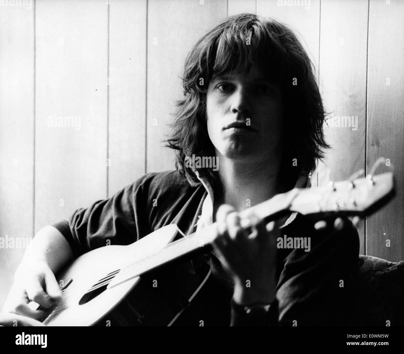 The Rolling Stones guitarist Keith Richards playing his guitar Stock Photo