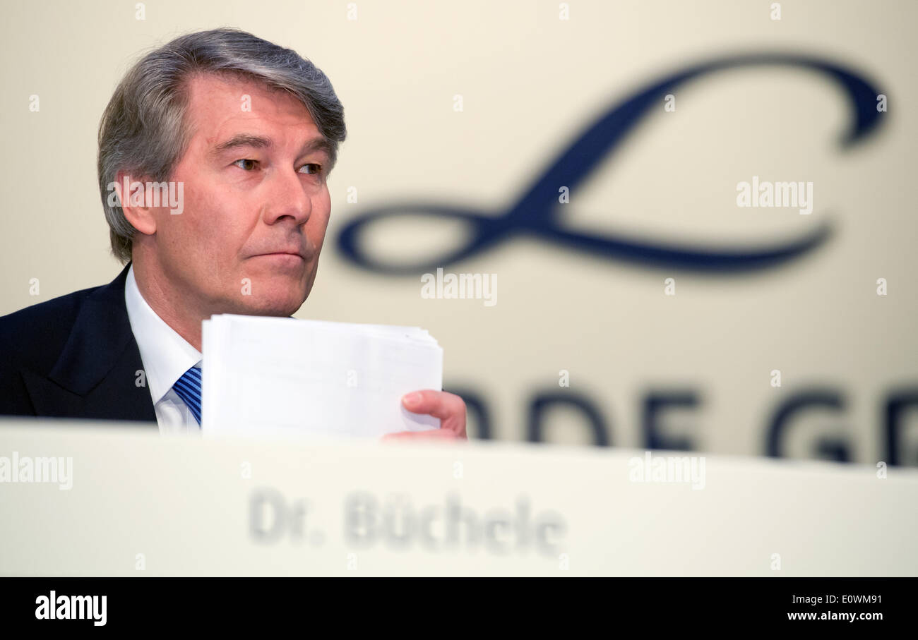 Munich, Germany. 20th May, 2014. Designated CEO of multinational industrial gases and engineering company Linde Group, Wolfgang Buechele, attends the company's annual general meeting in Munich, Germany, 20 May 2014. Photo: PETER KNEFFEL/DPA/Alamy Live News Stock Photo