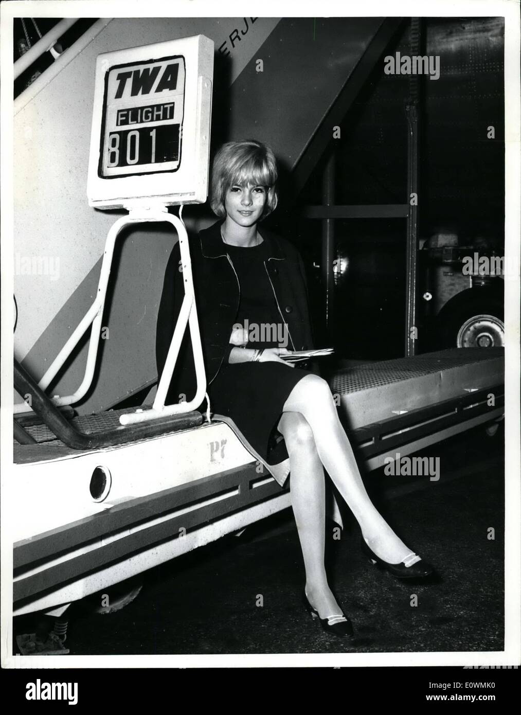 Sep. 09, 1963 - NEW YORK INTERNATIONAL AIRPORT...FRANCE'S LEADING RHYTHM SINGER. SYLVIE VARTAN IS SHOWN ON HER ARRIVAL HERE BY TWA JETLINER. THE TALENTED 17-YEAR-OLD, WHO IS ON HER FIRST U.S. VISIT, WILL CUT HER FIRST ENGLISH LANGUAGE DISC FOR RCA VICTOR. Stock Photo