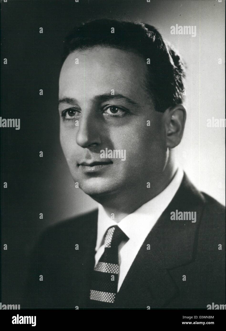 Oct. 10, 1963 - on. Giacomo Sedati Secretary of Agriculture Ministry, has been appointed by italian Ministers Council as High Commissary at direction and co-ordination to the zones near Bellune destroyed by dike disaster. Photo shows on.Giacomo Sedati in a recent portrait. Stock Photo
