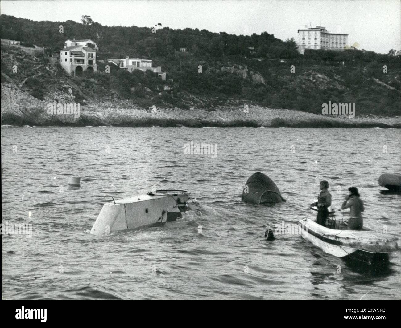 Oct. 10, 1963 - Commandant Cousteau's Sea House Surfaces: Photo Shows Commandant co Steau's House under the sea pictured it surfaced after staying three weeks under the water off cap Ferrat, French Riviera. Stock Photo