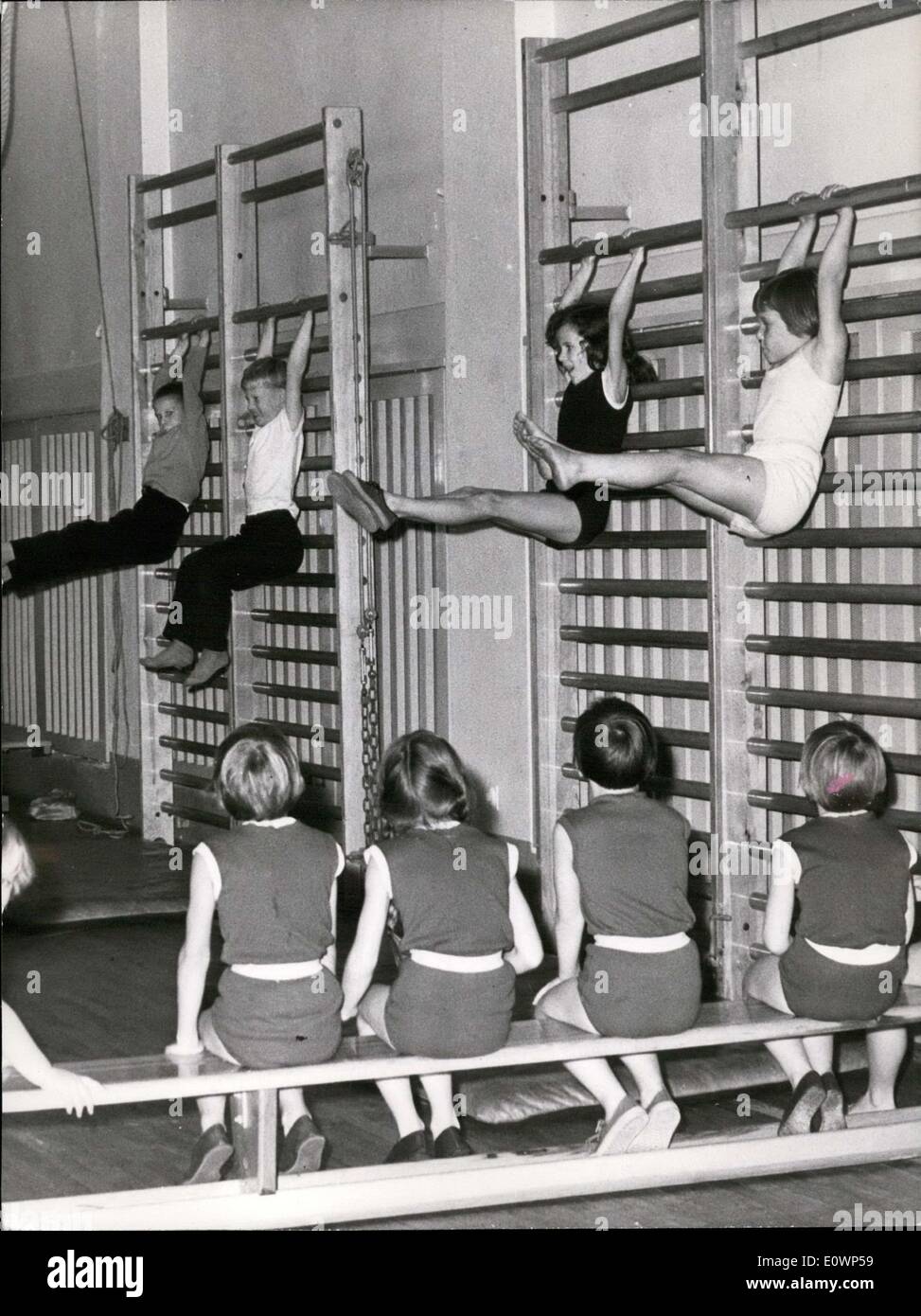 Oct. 31, 1963 - These children are students of 19 Oberschule in Berlin's Leninallee. They are playing in a gymnasium that was newly built for them. Stock Photo