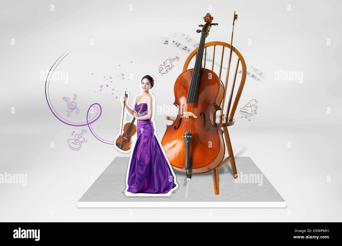 a musician next to a cello Stock Photo - Alamy